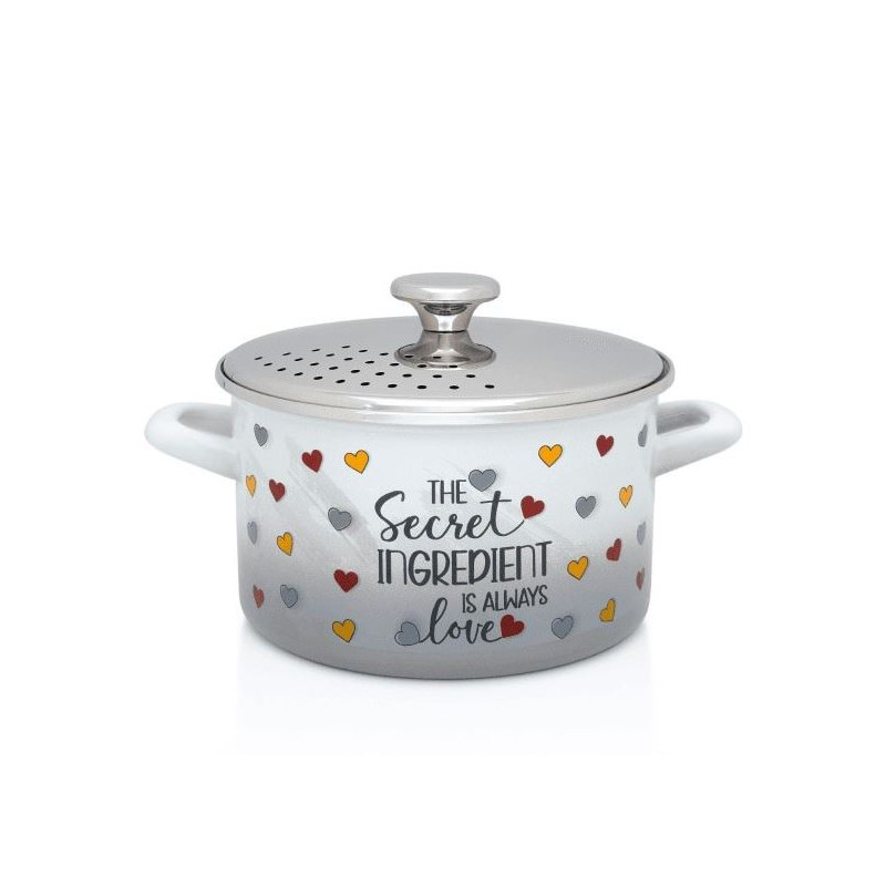 Garnek emaliowany 3,5 l 20 cm z pokrywką cedzak METALAC indukcja