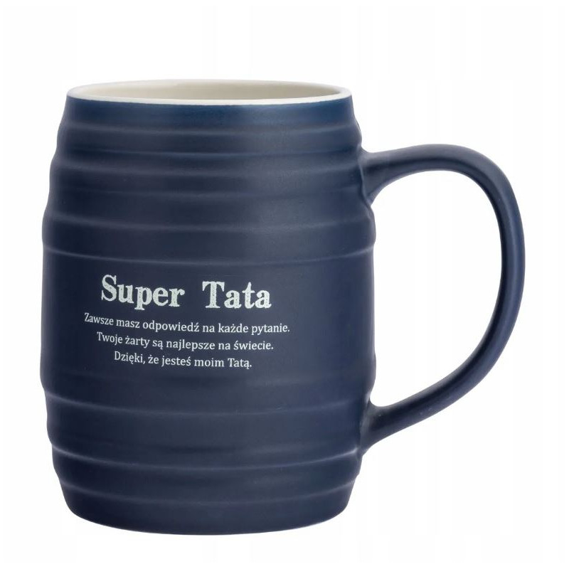 Kubek SUPER TATA do kawy beczułka porcelanowy Altom Design Dzień Ojca 700ml