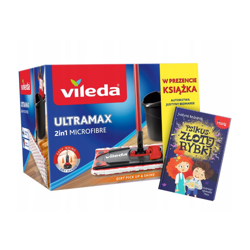 Vileda UltraMax zestaw Mop Płaski Wiadro Wyciskacz GRATIS książeczka