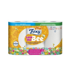 RĘCZNIK PAPIEROWY KUCHENNY FOXY LOVE THE BEE TŁOCZONY CHŁONNY BIAŁY 3 ROLKI