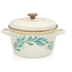 Garnek emaliowany z pokrywką, 24 cm 6.0L, jasnokremowy, Green Line