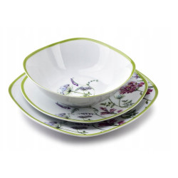 Komplet obiadowy serwis porcelanowy 18 elementów talerze na 6 osób