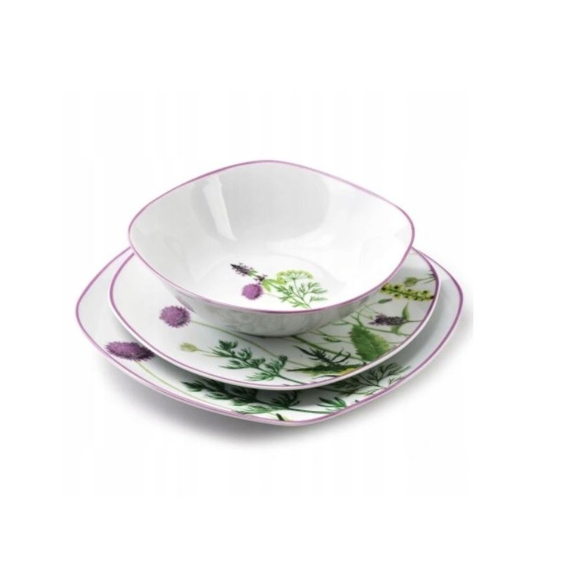 Serwis obiadowy 18 szt. komplet talerzy na 6 osób porcelanowy talerze