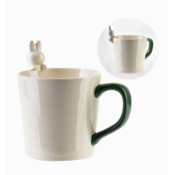 KUBEK PORCELANOWY DUŻY DO KAWY HERBATY BIAŁY Z KRÓLICZKIEM 350ml