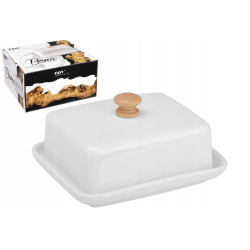 Maselniczka porcelanowa maselnica pojemnik na masło z pokrywką Bona biała