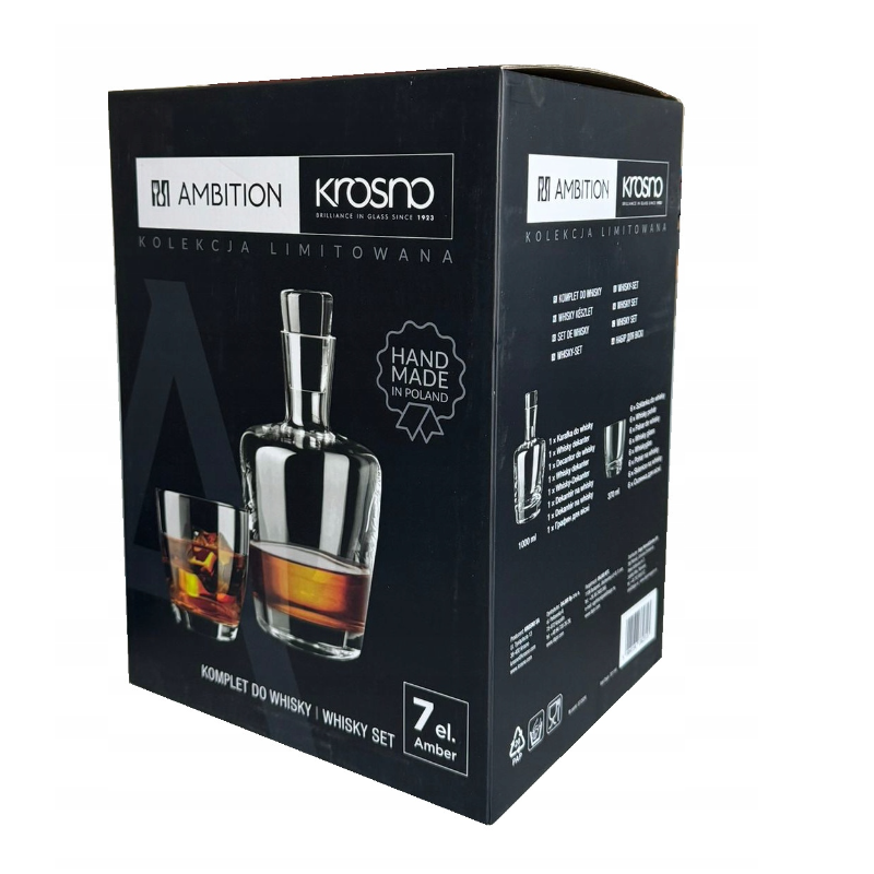 ZESTAW SZKLANEK DO WHISKY Z KARAFKĄ 7-ELEMENTOWY AMBITION KROSNO