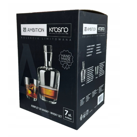 ZESTAW SZKLANEK DO WHISKY Z KARAFKĄ 7-ELEMENTOWY AMBITION KROSNO
