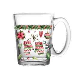 Kubek do kawy i herbaty szklany świąteczny Altom Design Leon Zimowy czas 300 ml
