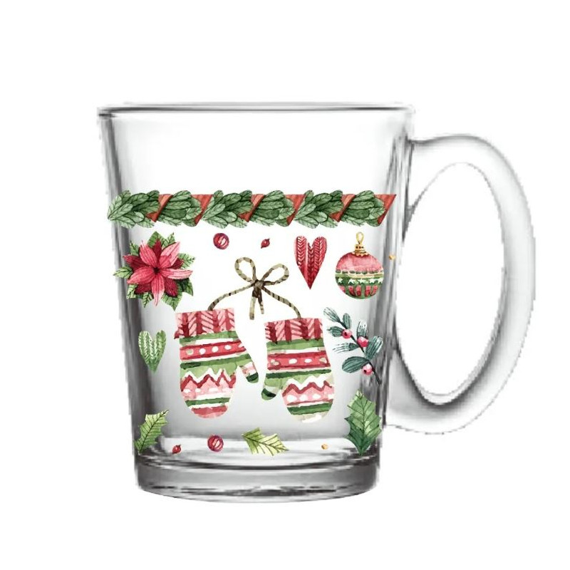 Kubek do kawy i herbaty szklany świąteczny Altom Design Leon Zimowy czas 300 ml