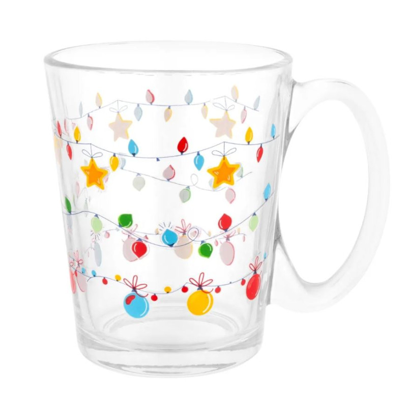 Kubek do kawy i herbaty szklany świąteczny Altom Design Leon Girlanda choinkowa 300 ml