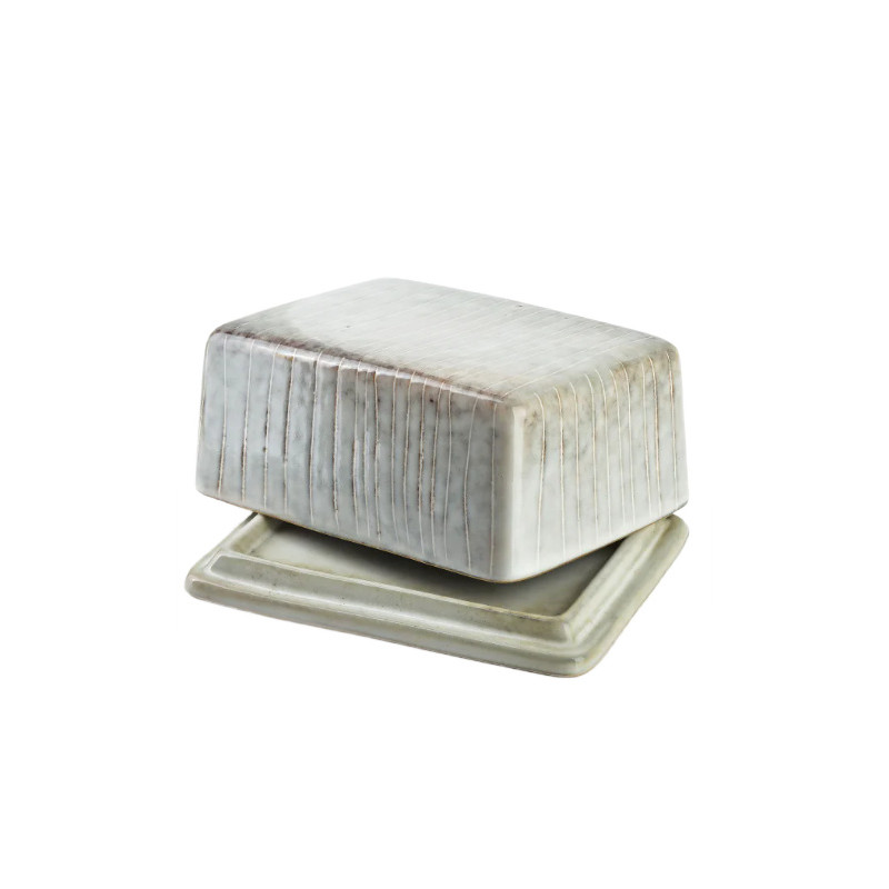 BASIC NATURE Ceramiczna MASELNICA Pojemnik na masło z pokrywką - 13x9x7 cm