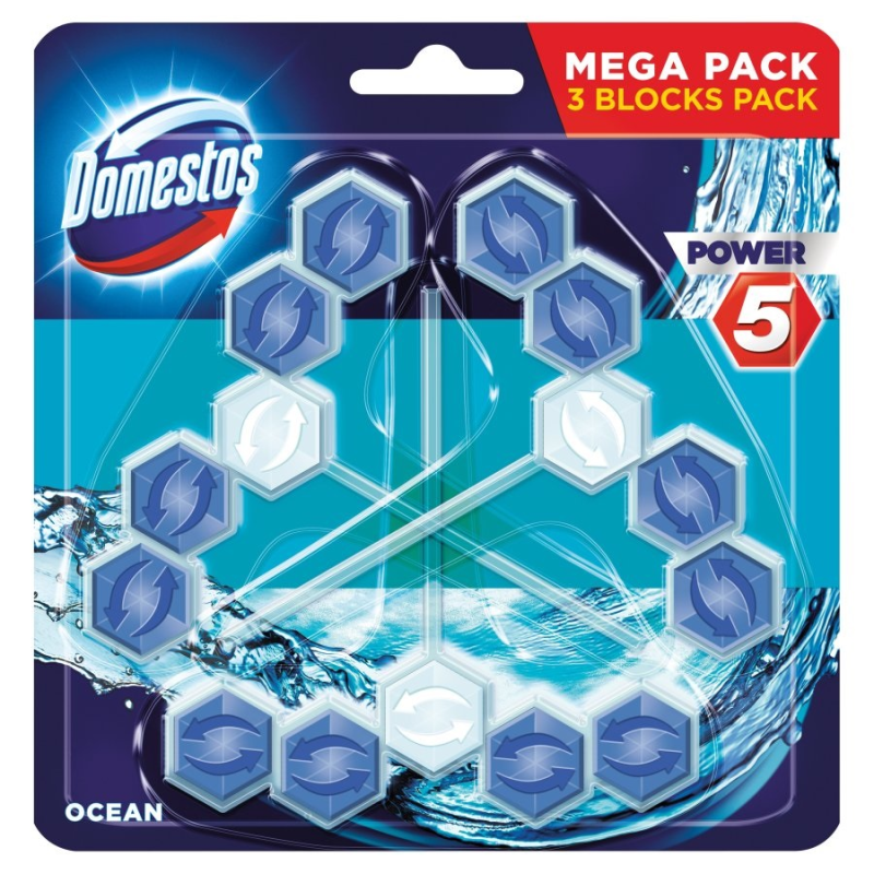 Domestos Trio Power 5 Kostka Toaletowa 3x55g Ocean