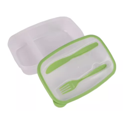 Pojemnik śniadaniowy ze sztućcami zielony LUNCHBOX