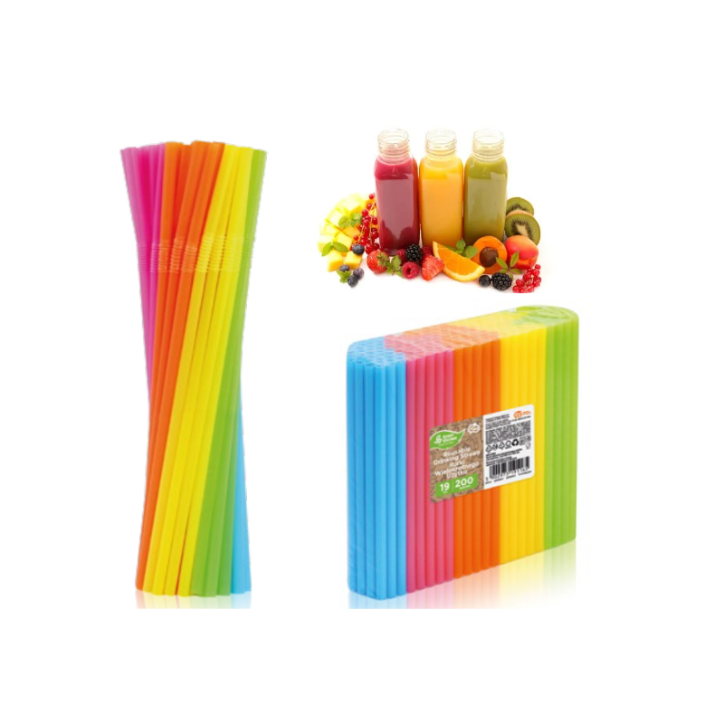 Słomki Łamane Plastikowe Wielokrotnego Użytku Wielorazowe KOLOROWE 500szt.