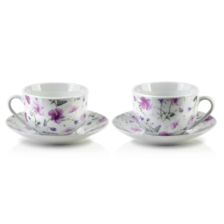 PREZENT KOMPLET FILIŻANEK ZE SPODKIEM 2 SZT. PORCELANA