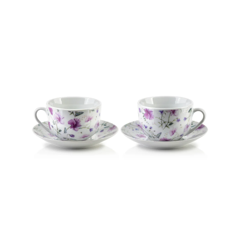 PREZENT KOMPLET FILIŻANEK ZE SPODKIEM 2 SZT. PORCELANA