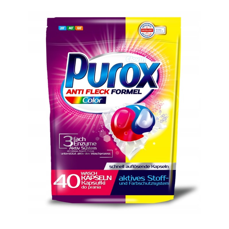 Purox Color Kapsułki do Prania Tkanin Kolorowych 40 Sztuk