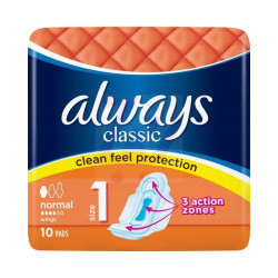Always Classic Normal Podpaski ze skrzydełkami, 10 sztuk
