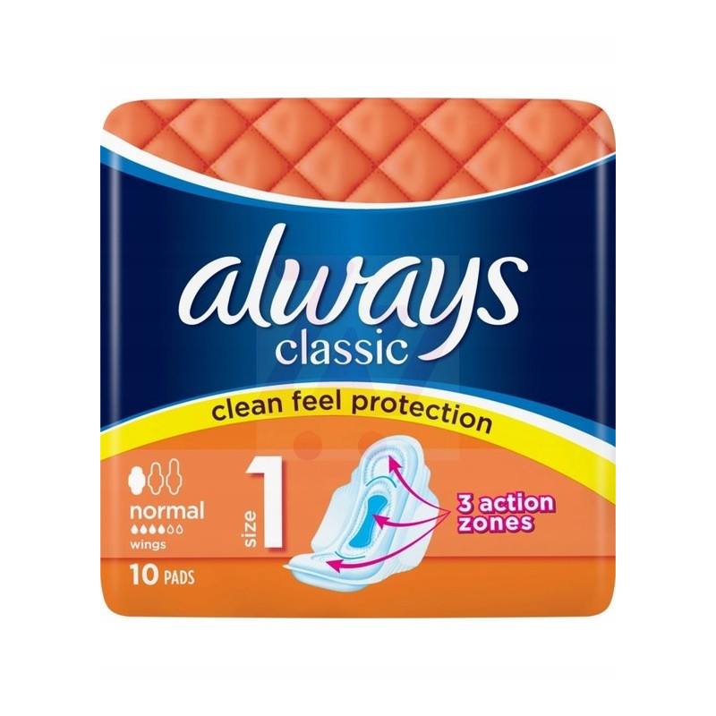 Always Classic Normal Podpaski ze skrzydełkami, 10 sztuk