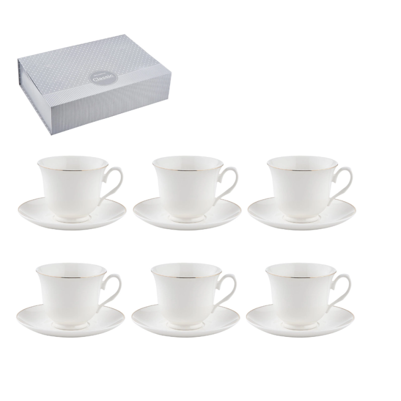 Komplet Filiżanek Florina Classic porcelana 240 ml zestaw 6 szt.